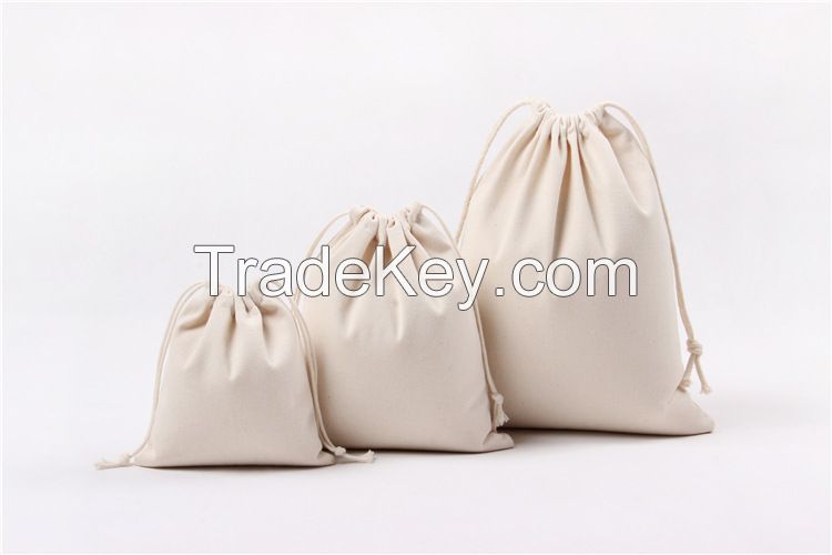 Canvas Storage Bag Natural Color Gift Bag Drawstring Bag Cotton Fabric Pouches