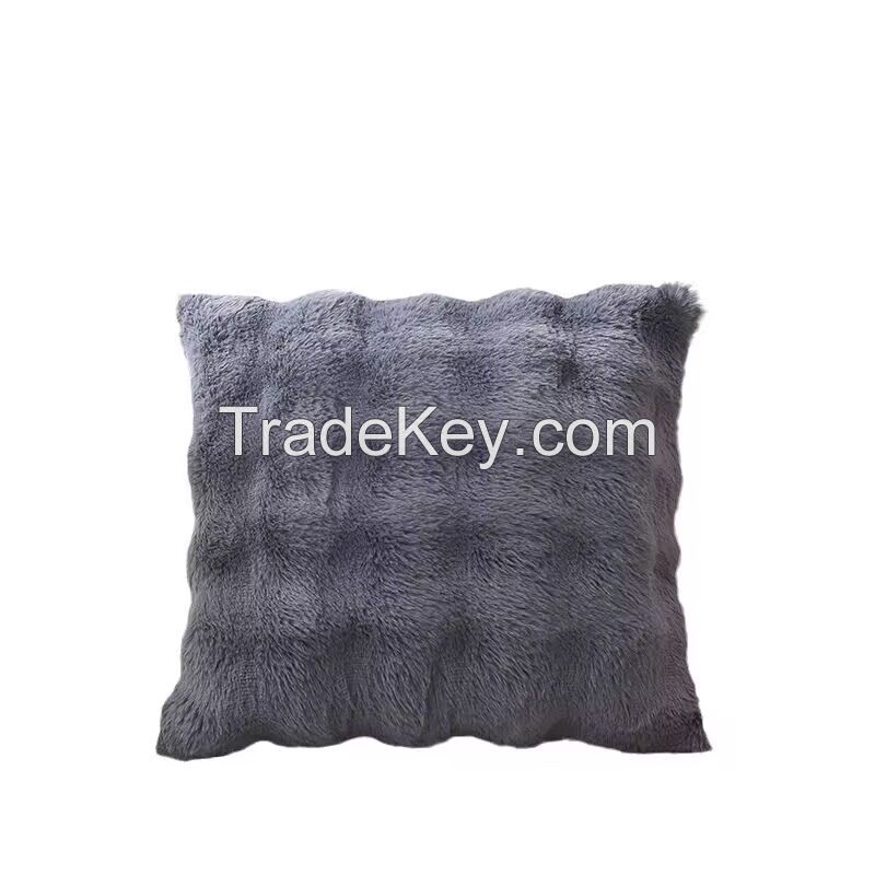 Faux Fur Fluffy Throw Pillow Covers Fashion Modern Decorative Square Throw Pillow Covers Set Cushion Case for Sofa Bedroom 45x45cm