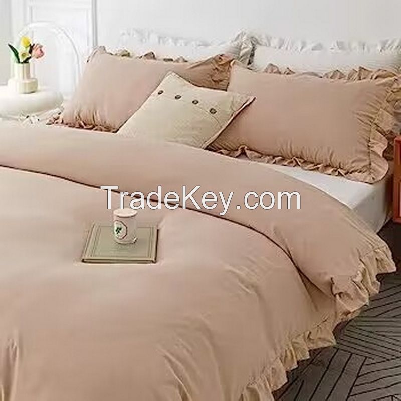 3Pcs in a bag Queen Ruffled Comforter Set Vintage Farmhouse Shabby Chic Bedding Soft Duvet Set All Season