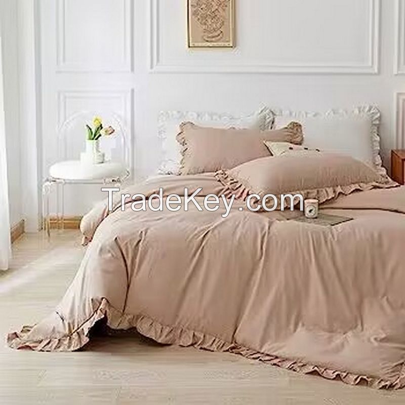 3Pcs in a bag Queen Ruffled Comforter Set Vintage Farmhouse Shabby Chic Bedding Soft Duvet Set All Season