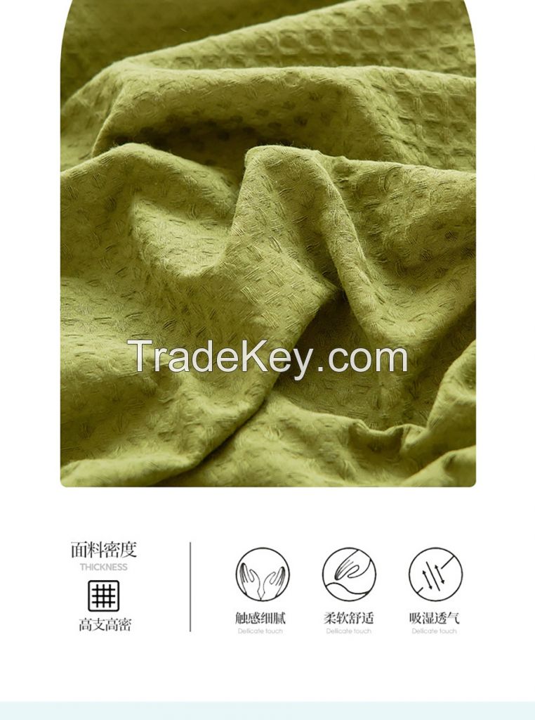 100% Cotton Jacquard Waffles Bedding Set For Bedroom