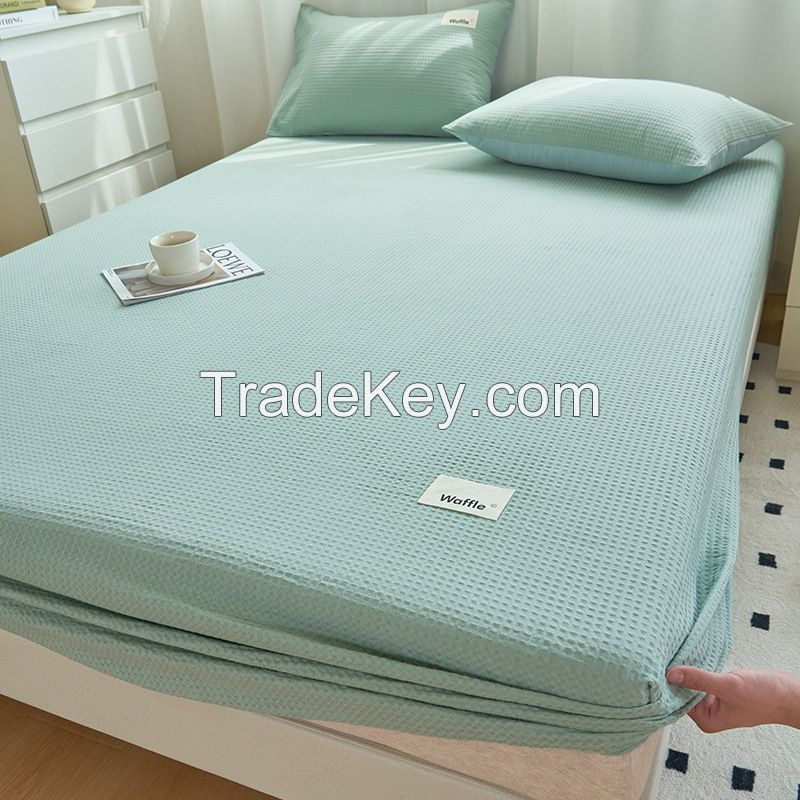 100% Cotton Waffles Fitted Sheet Set Jacquard Bedding Set For Bedroom