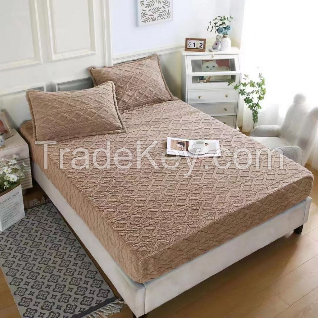Thick velvet fleece sheet and pillow case set with nice diamond pattern