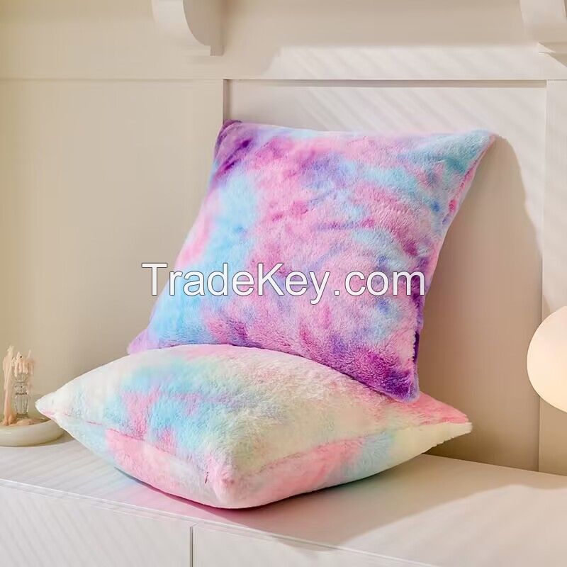 Colorful Faux Fur Cushion cover Plush Cozy Throw Pillow covers for SOfa Couch Home Decor