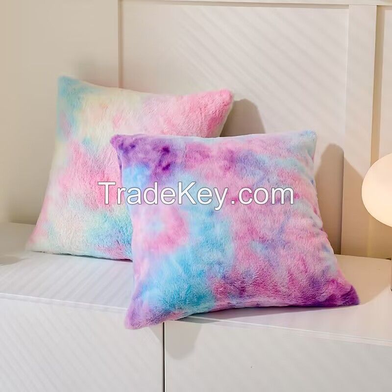 Colorful Faux Fur Cushion cover Plush Cozy Throw Pillow covers for SOfa Couch Home Decor