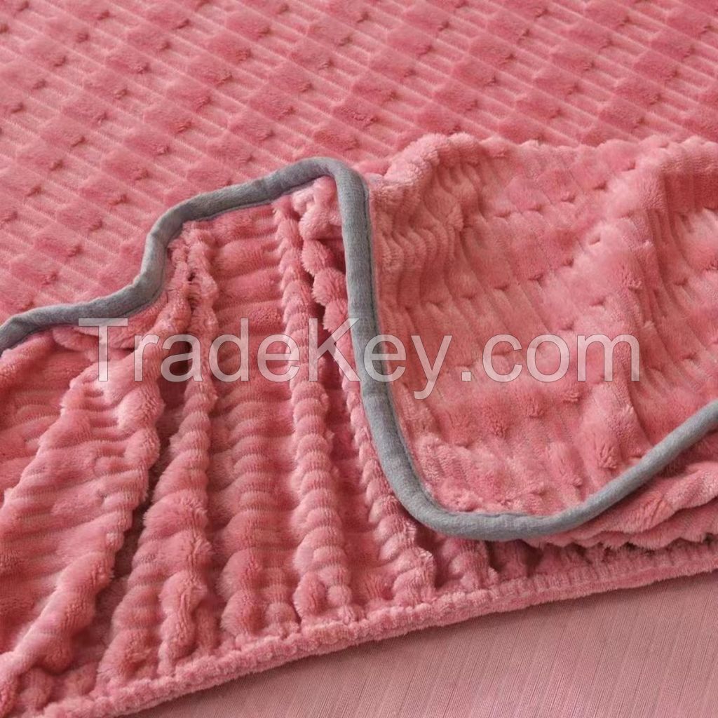 Soft and warm bamboo pattern flannel fleece fitted sheet bed sheet for winter