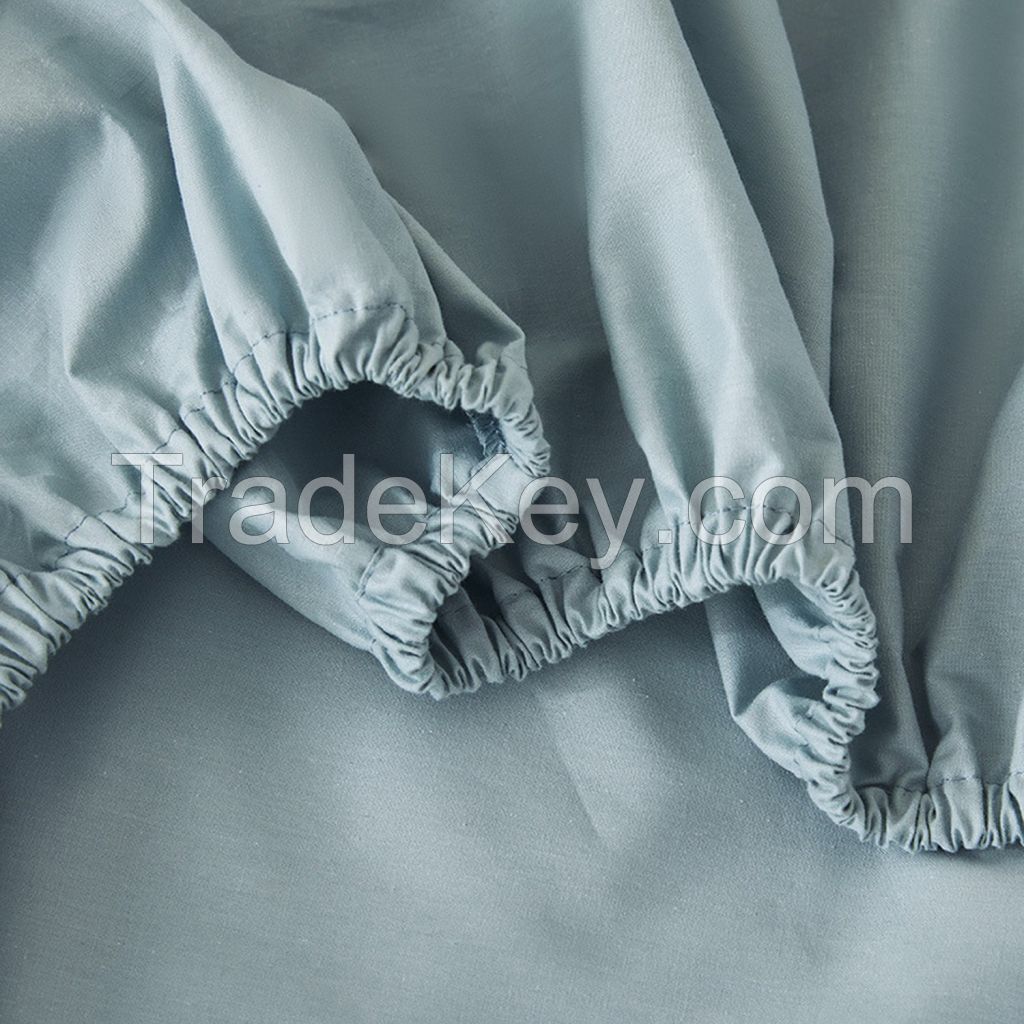 Cheap 100% polyester solid color single fitted sheet with elastic around