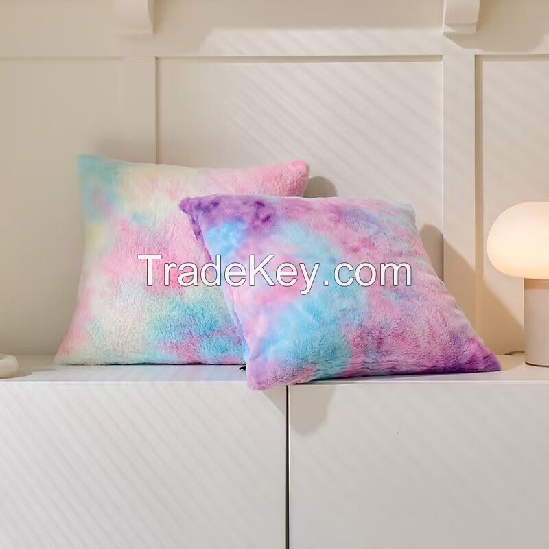 Colorful Faux Fur Cushion cover Plush Cozy Throw Pillow covers for SOfa Couch Home Decor