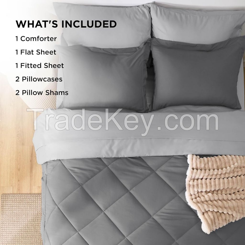Comforters Queen Size, All Season Duvet Insert, Down Alternative Box Stitched Bed Comforter with Corner Tabs, Machine Washable