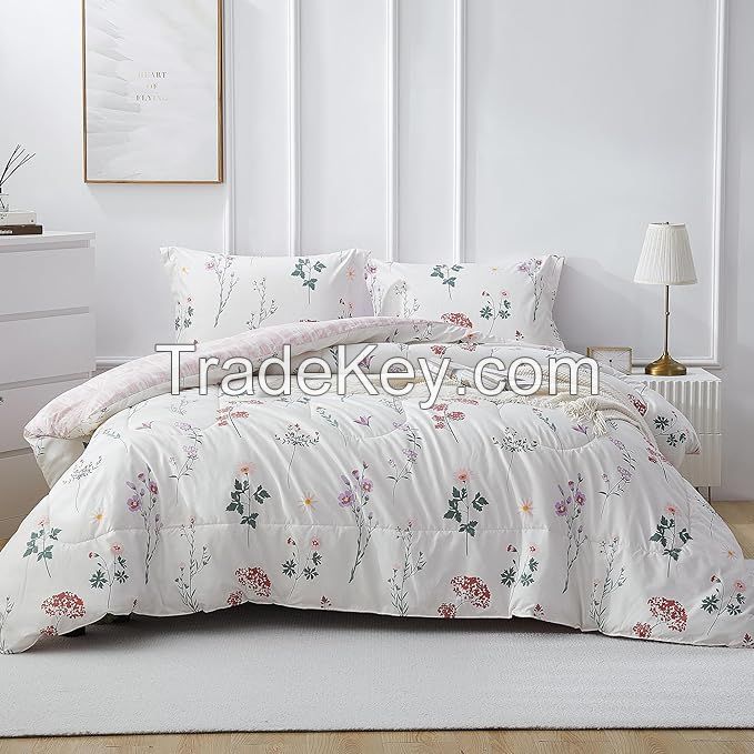 Factory Custom Wholesale Cheap 3pcs Polyester baby bedding set Purple Printed Duvet Bedding Set
