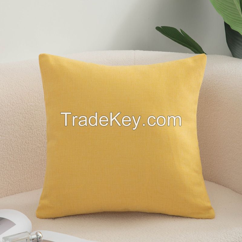Decorative Solid Throw Decorative Pillow Cover Burlap Linen Trimmed Tailored Edges Inner Liner Disassembled Outdoor Pillows