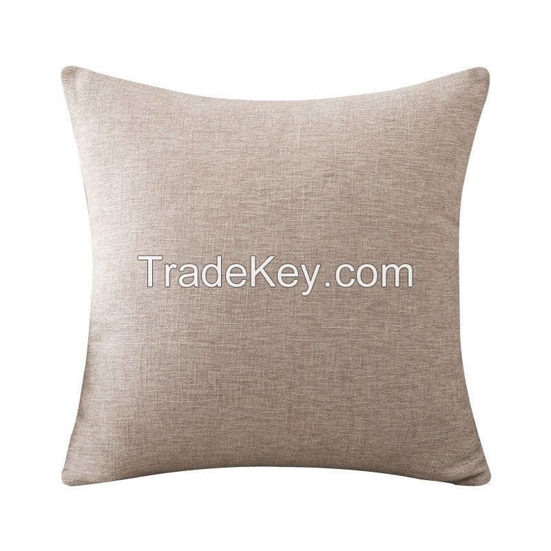 Decorative Solid Throw Decorative Pillow Cover Burlap Linen Trimmed Tailored Edges Inner Liner Disassembled Outdoor Pillows