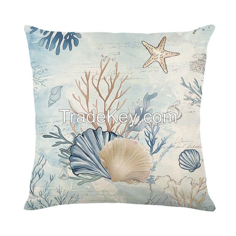 Printed Ocean  Throw Pillow Included Printed Coastal Beach Theme Cushion Decorative Pillow Set Bedroom Cushion Throw Pillow Covers And Inserts