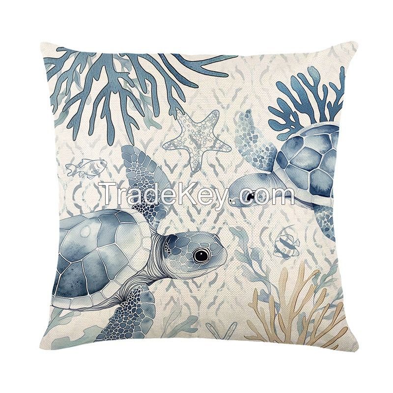 Printed Ocean  Throw Pillow Included Printed Coastal Beach Theme Cushion Decorative Pillow Set Bedroom Cushion Throw Pillow Covers And Inserts