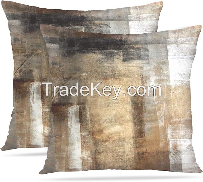 Abstract  Art Artwork Contemporary Decorative Gray Home Decorative Throw Pillow Covers Cushion Covers for Bedroom Sofa Living Room 18X18 Inches