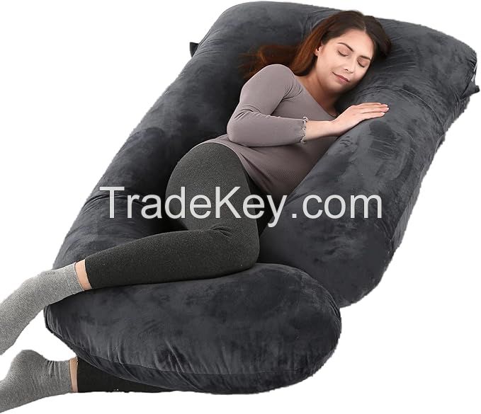 Comfortable maternity pillows for pregnant women  U Shape Cozy Full Body Wedge Removable Washable  Knit Cotton  Pregnancy Pillow
