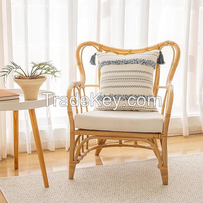 Throw Pillow Covers ,Tufted Embroidered, Decorative Pillow Covers for Living Room Farmhouse Sofa Bed
