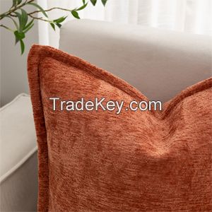 Soild Chenille Cushion Cases Soft Textured Square Couch Pillows Cover  Accent Farmhouse Pillowcases for Bed