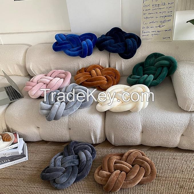 Knot Pillow Ball Xmas Soft Plush Decorative Throw Pillow Floor Cushion Hand-woven Throw Pillow