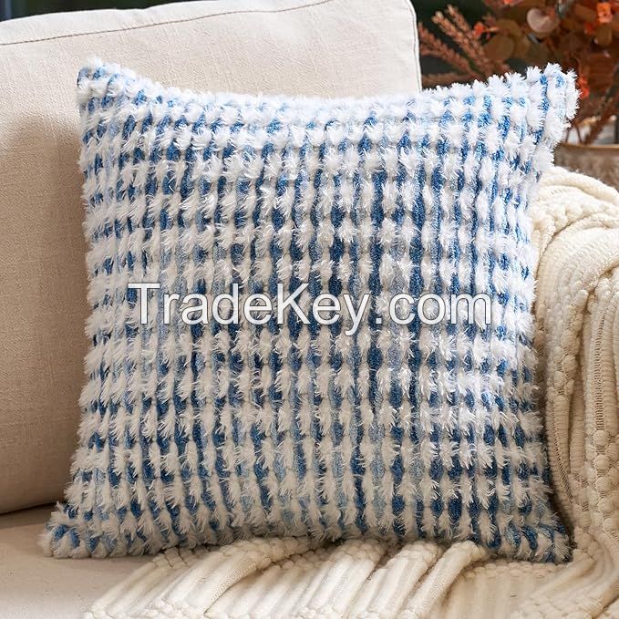  Boho Chenille Tufted Pillow Cover Decorative Square Throw Pillow Cover Neutral Pillowcase for Couch Bedroom Living Room