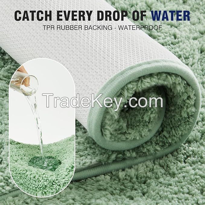 Super Soft Shaggy Bathroom Rugs, Absorbent Thick Non Slip Microfiber Bath Rugs, Quick Dry Machine Washable Bath Mat