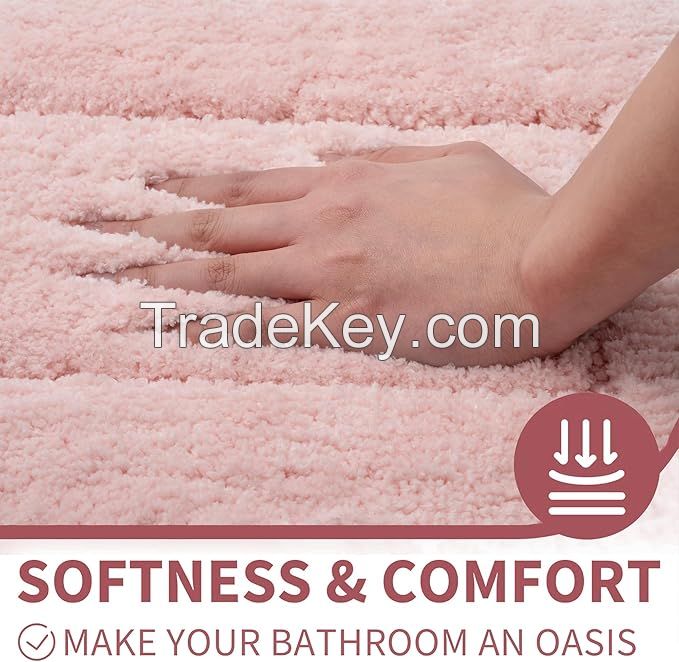 Quick Drying Diatomite Bath Mat Fast Absorbent Non-Slip Floor Rug Rubber Backed for Bathroom Kitchen Shower Bath Rug