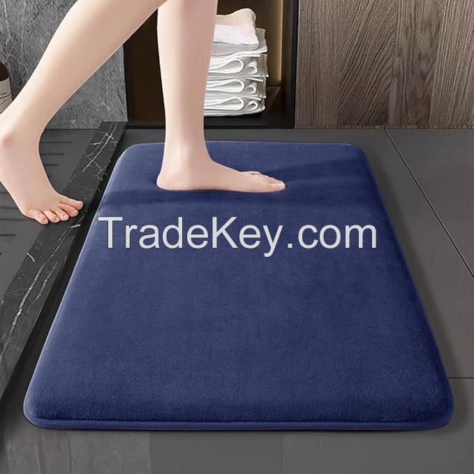Memory Foam Bathroom Rugs, Soft and Non-Slip Bath Rugs, Machine Washable Bathroom mats, Super Absorbent Velvet Bath Mats