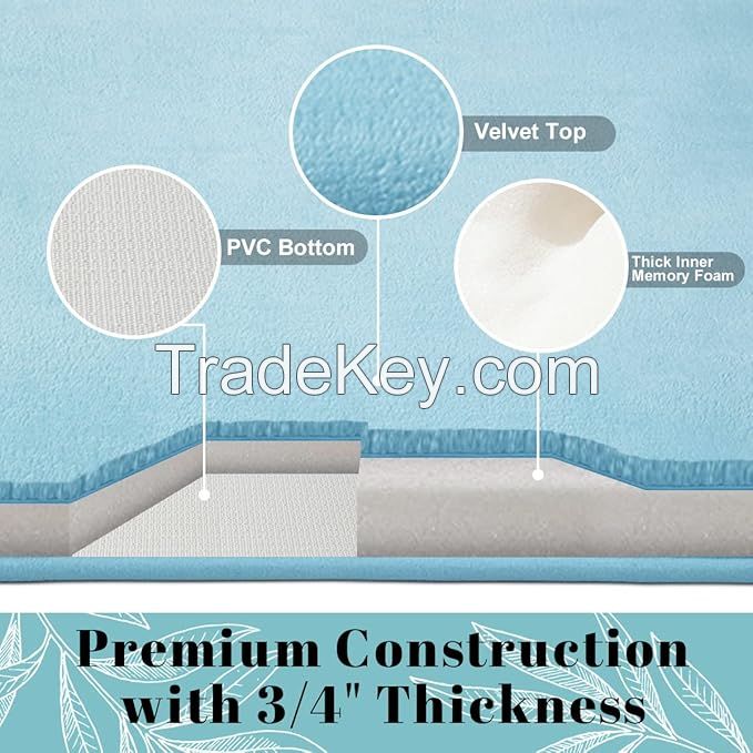 Memory Foam Bathroom Rugs, Soft and Non-Slip Bath Rugs, Machine Washable Bathroom mats, Super Absorbent Velvet Bath Mats