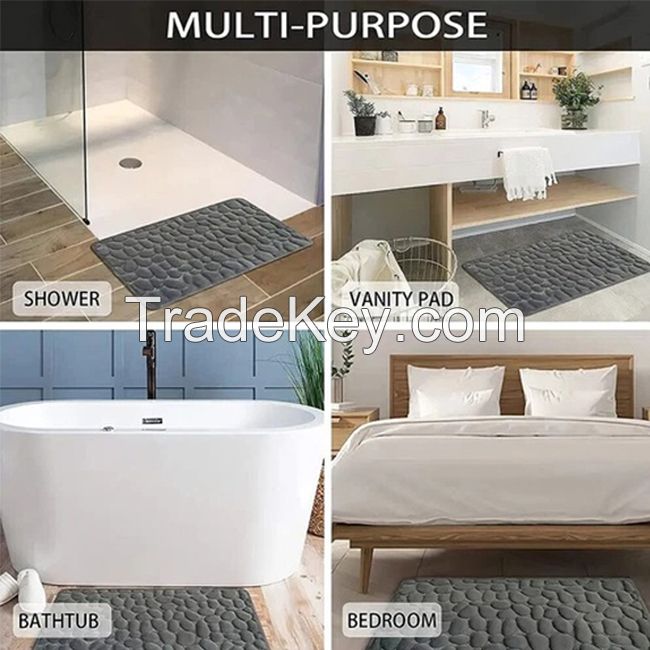 Super Water Absorbent Soft Memory Foam Bath Mat Non-Slip Bathroom Shower Rug