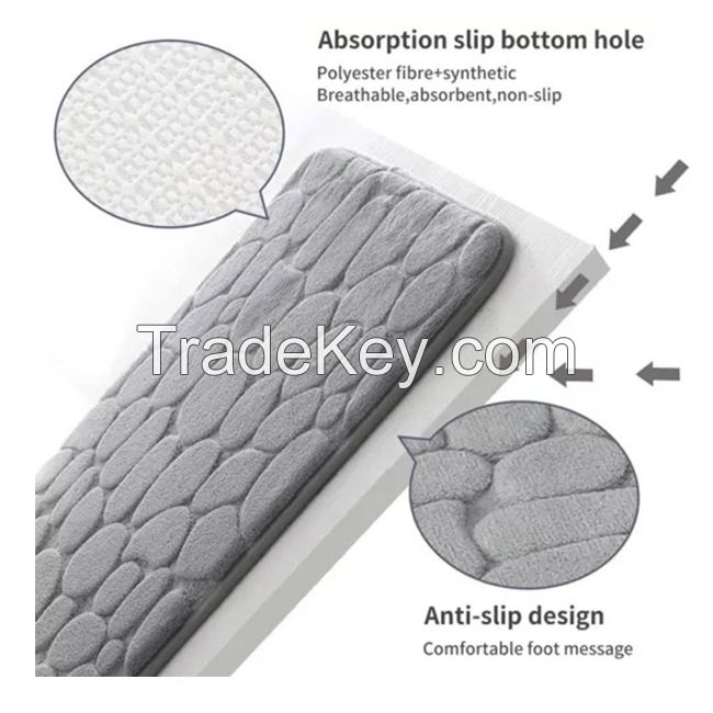 Super Water Absorbent Soft Memory Foam Bath Mat Non-Slip Bathroom Shower Rug