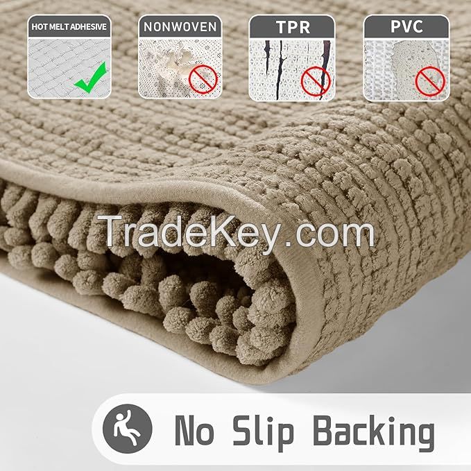 Bathroom Rug Mat  Extra Soft Non Slip Absorbent Water Bath Rug Toilet Rugs U Shaped Washable
