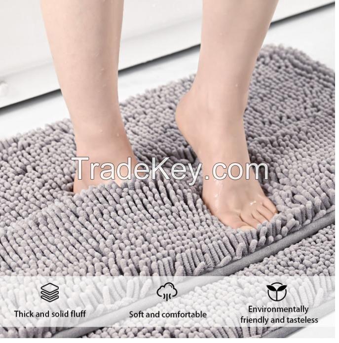 Bathroom Rugs Thick Chenille Bath Mats Absorbent and Washable Bath Rug Non-Slip Plush and Soft Rugs for Bathroom Shower mat