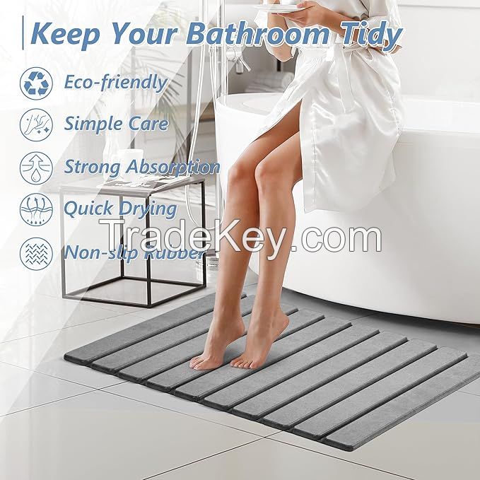 Super Absorbent Rollable Diatomaceous Earth Bath Stone Mat Quick Dry Shower Mats for Bathroom Dish Drying Mat