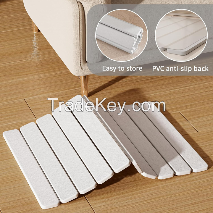 Super Absorbent Rollable Diatomaceous Earth Bath Stone Mat Quick Dry Shower Mats for Bathroom Dish Drying Mat