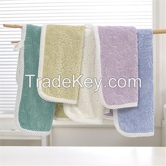 Absorbent Washcloth Super Soft Coral Fleece Jacquard Microfiber Towel Home Bath Towels Face Towel