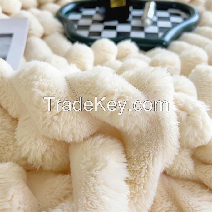 Twin Fleece Blanket for Couch Super Soft Cozy Throw Blankets for Girls Women 3D Striped Lightweight Plush Throw Bed Blanket