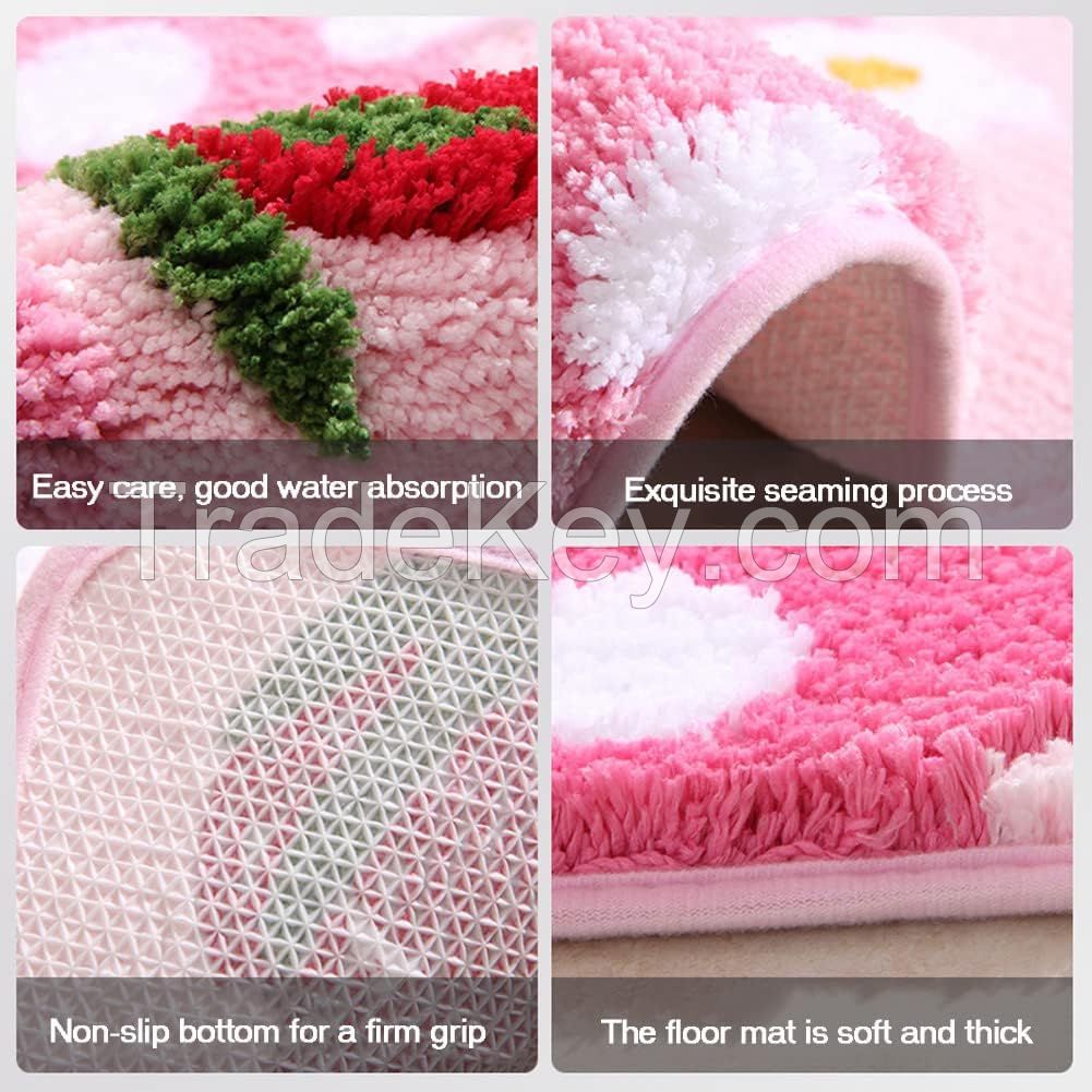 Custom Tufted Bathroom Rugs Non Slip Water Absorbent Cute Bath Rug Soft Microfiber Bath Mat