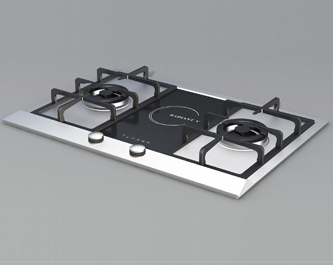 gas hob with electromagnetic pad