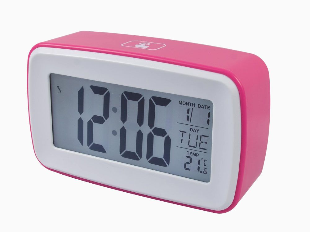 Desktop digital calendar with alarm clock & voice record, Pink