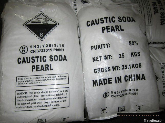 caustic soda pearls 99% by 25kgs bags