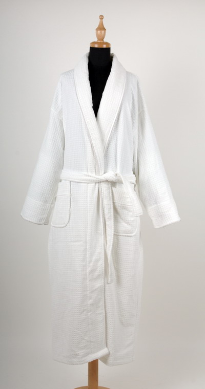 100% cotton waffle velour bathrobe