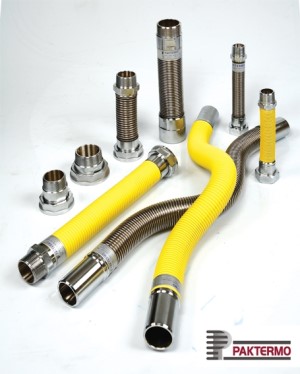 Flexible metal gas and water connection hoses