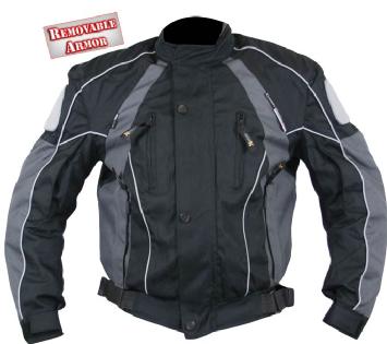 Men's Black and Grey Armored Motorcycle Tri-Texâ¢ Fabric Jackets by Xel