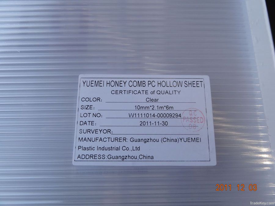 Polycarbonate Honeycomb Sheet