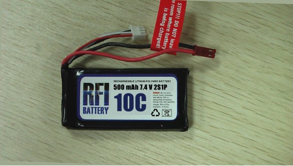 2 Cell 500mAh 7.4V 10 C Li Poly Lithium Batteries