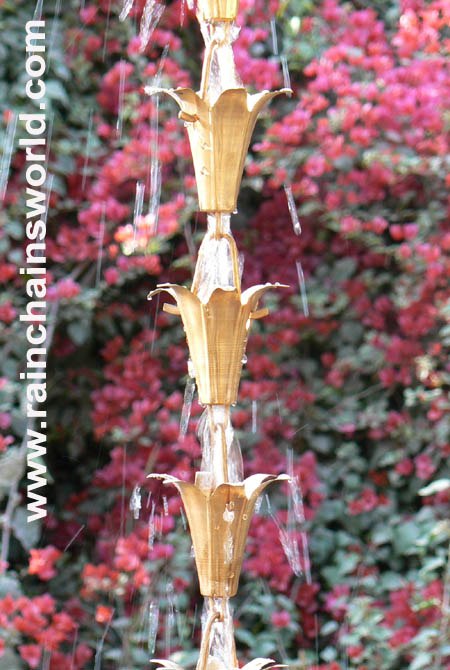 Pure Copper Lily Rain Chain - 8.5 ft