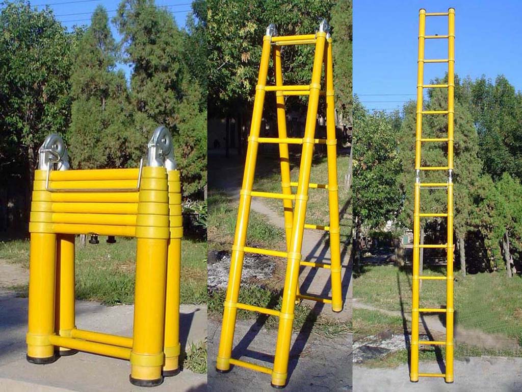 3 Postion Fiberglass Telescopic Step Ladder