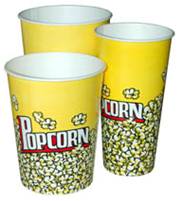 Paper cups for hot and cold drinks, popcorn and ice cream