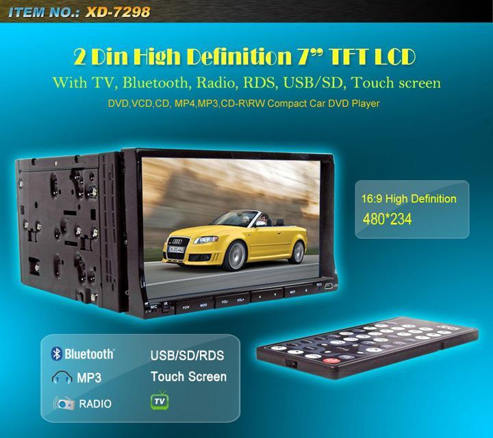 selling 2 DIN 7 inch Car DVD player (7298)