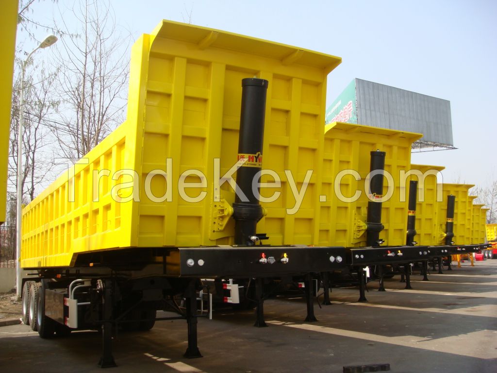 9603ZZXEJ_42cbm Dump Semi-trailer with 3 BPW axles and hydraulic rear Discharge system for 60 Tons